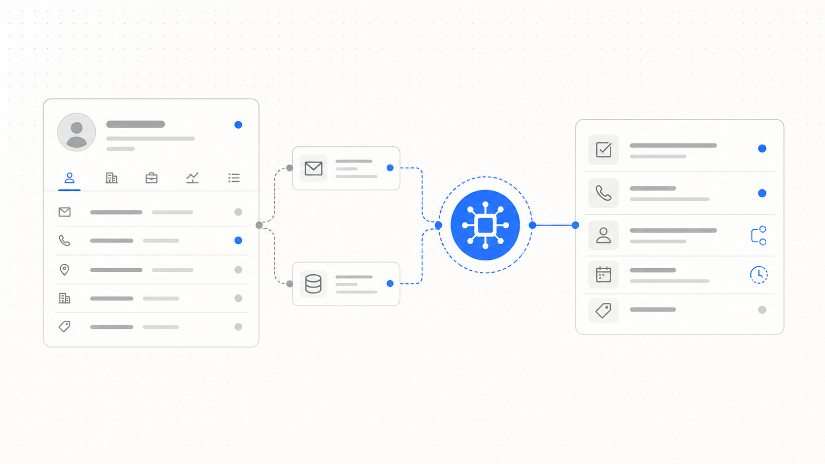 AI CRM software workspace with CRM records, inbox activity, automated tasks, and AI workflow signals